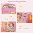 thumbnail image 3 of Twin Size Loft Bed with Desk & 6 Drawers, Metal Loft Bed with LED Lights, Stuffed Animal Cage, Safety Guardrail, Play Zone, No Box Spring Needed, Pink, 3 of 7
