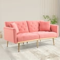 thumbnail image 1 of Luccalily Accent Bed Sofa,Velvet Leisure Sleeper Comfy Sofa Couch with 2 Throw Pillow, Accent Sofa Recliner,with 5 Rose Golden Metal Legs,Mid-Century Modern Velvet loveseat Sofa for Living Room, 1 of 13
