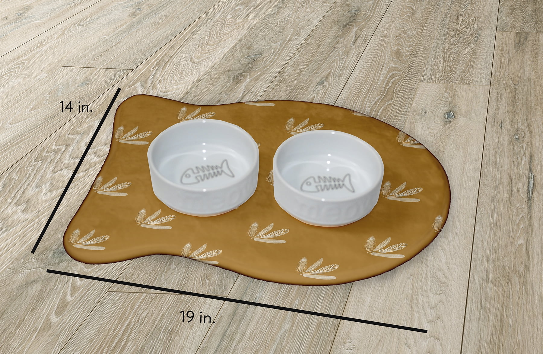 Simply Daisy Feather Pattern Fish Shape Pet Feeding Mat for Cats