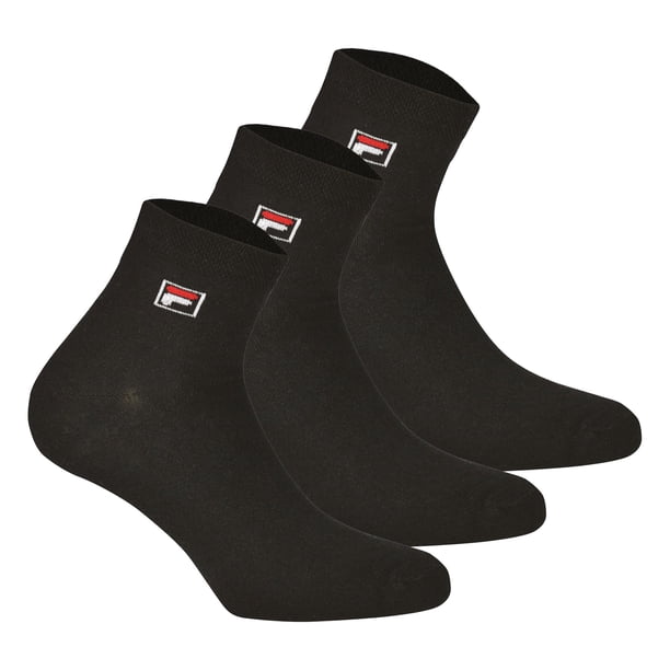 FILA Calcetines de Cuarto de Milla Unisex, 3 pares - Calcetines cortos, Sport, Logotipo Cintura, uni, 35-46 Negro EU 43-46