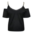 thumbnail image 4 of Moda mujer verano cuello en V Casual encaje Patchwork sólido Caims blusa Top Fridja  zx3772, 4 of 5