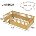 thumbnail image 5 of Bellemave Twin Size Floor Bed with High Fence Guardrails  Floor Bed without Door and Slats Twin Wooden Floor Bed Montessori Bed Frame (Twin, Natural, Without Door), 5 of 11