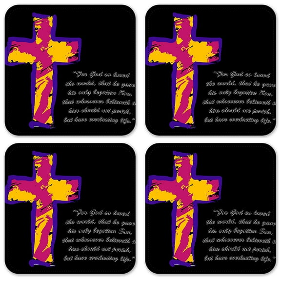 Vinyl Drink Coasters - Set of 4 - John 3:16