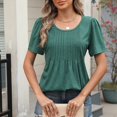 thumbnail image 7 of Womens Ribbed Tunic Tops, Short Sleeve Shirts for Women Summer Casual Loose Fit Solid Color Crewneck T-Shirts, 7 of 7