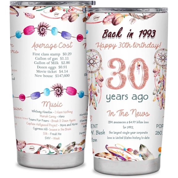 30th Birthday Gifts for Women,20oz Coffee Cup Tumbler,1993 Birthday Gifts for Her,30th Birthday Decorations,Happy 30 Year Old Birthday Gifts Ideas,Turning 30 Funny Birthday Gifts