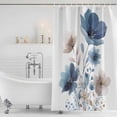 thumbnail image 2 of Shower Curtain Bathroom Set Watercolor Blue Nude Color Flowers Waterproof Fabric Shower Curtains with Grommets&Hooks, Floral on White Bottom Privacy Bath Curtain for Bathtub 36x72in, 2 of 9