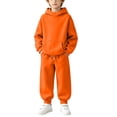 thumbnail image 6 of HAOTAGS Girls Sweatsuit Set (4-15) Casual Long Sleeve Sport Hoodie with Sweatpants Fall Winter Outfit Set Orange Size 14, 6 of 10