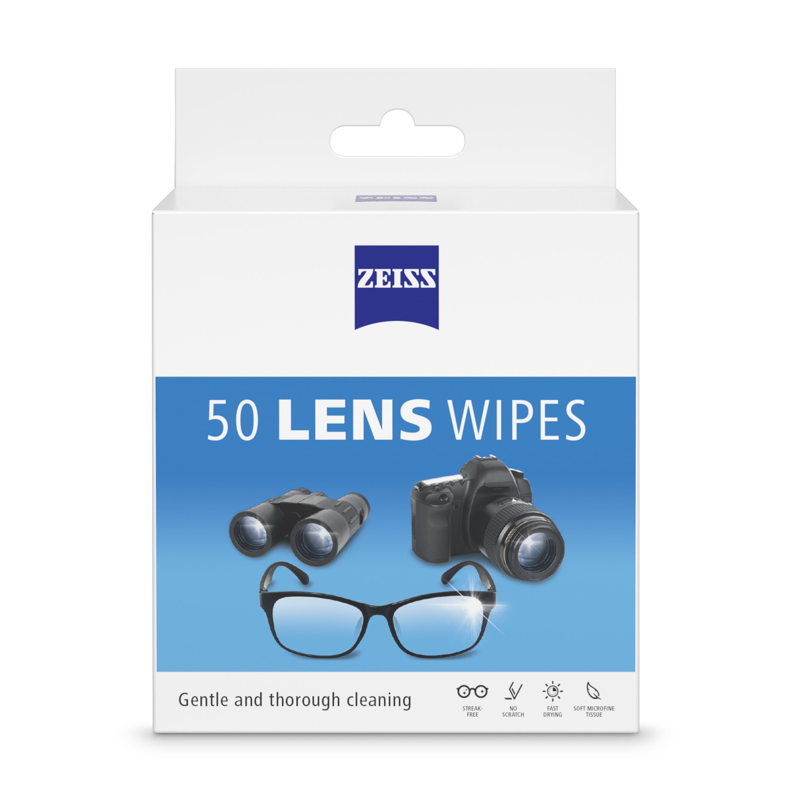 ZEISS Lens Wipes, Pre-Moistened Eye Glass Cleaner Wipes, 50 Count