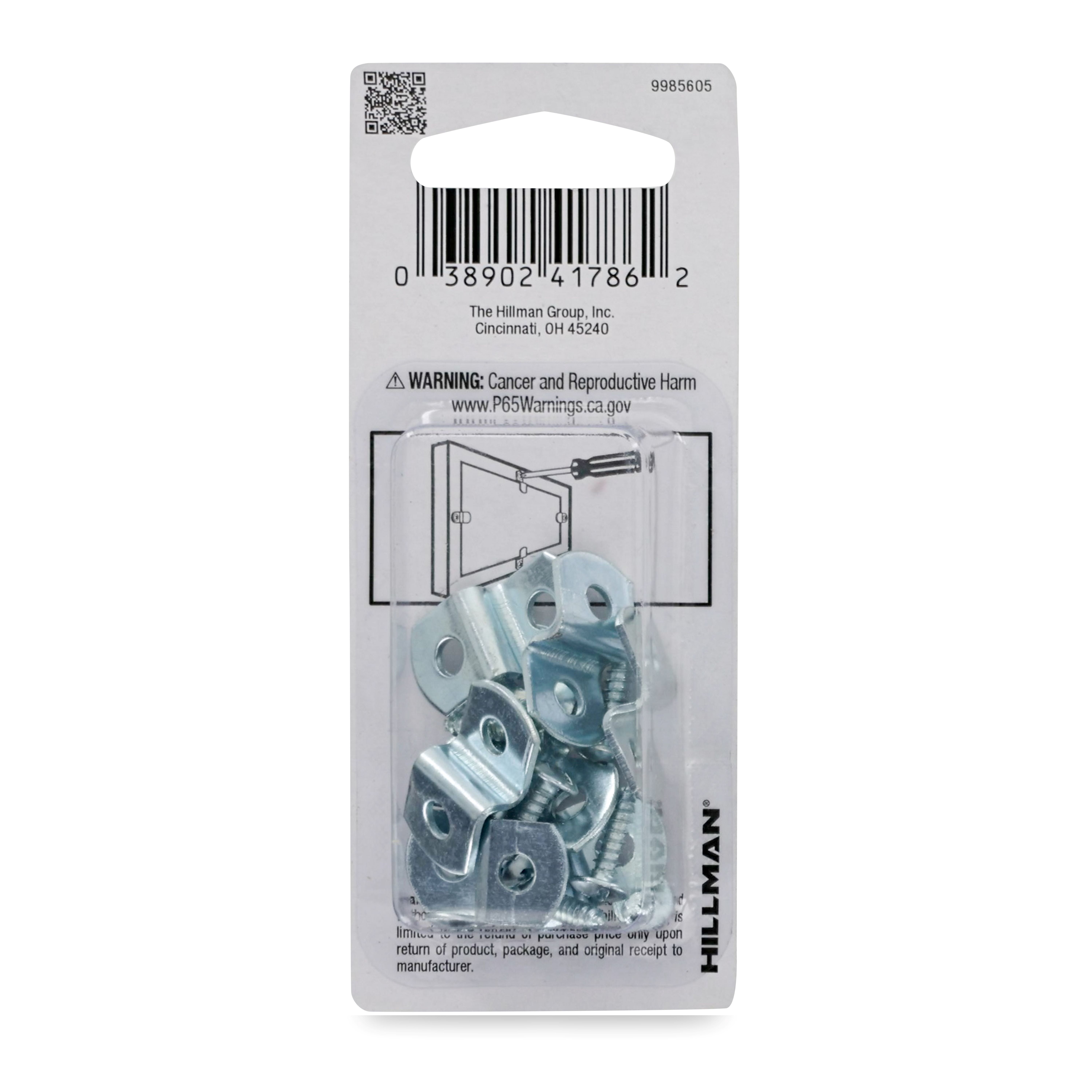 (3 pack) Ook Metal Offset Clips, 1/4", Steel, Zinc Finish, Silver, 2 pack