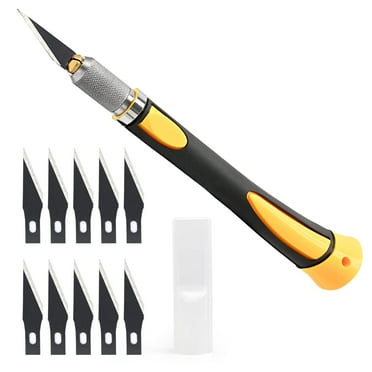 Precision Hobby Knife Set Utility Exacto Knife Set with 10 PCS Fine Point Razor Art Knife Tool for Architecture Modeling, Pumpkin Cutting, Scrapbooking, Wood Working Stencil