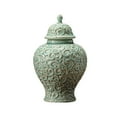 thumbnail image 2 of Porcelain Ginger Jar Vase Ceramic Tea Canister Tin Embossed Design Decorative Storage for Living Room Office Cabinet, 2 of 9