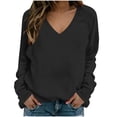 thumbnail image 3 of RongHuan Sweatshirt for Women Raglan Long Sleeve V Neck Pullover Sweat Shirts Ladies Fall Lightweight Casual Going Out Tops, 3 of 7