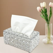 Crystal Facial Tissue Box Cover Holder for Living Room Bathroom Silver 8"L x 4.7"W x 3.7"H