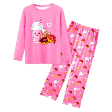 Girls Pajamas Pjs Set Kids Long Sleeve and Pants Jammies Casual Girls Sleepwear Lounge Clothes Big Kid Size 7-16