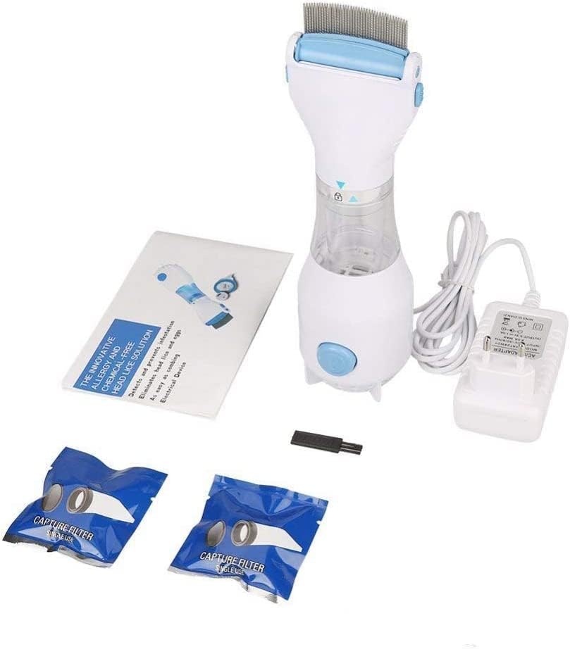 YHRY Electrical Head Lice Comb, Lice Removal Treatment Lice Combs, Remover Hair Vacuums Machine for Lice Removed, Head Lice Capture, Removes Lice and Eggs (White)