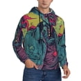 thumbnail image 2 of Goofa Neon Zombie Skull for Men's Hooded Sweatshirt - Lightweight Pullover Hoodie with Kangaroo Pocket, Perfect for Everyday Wear-X-Large, 2 of 7