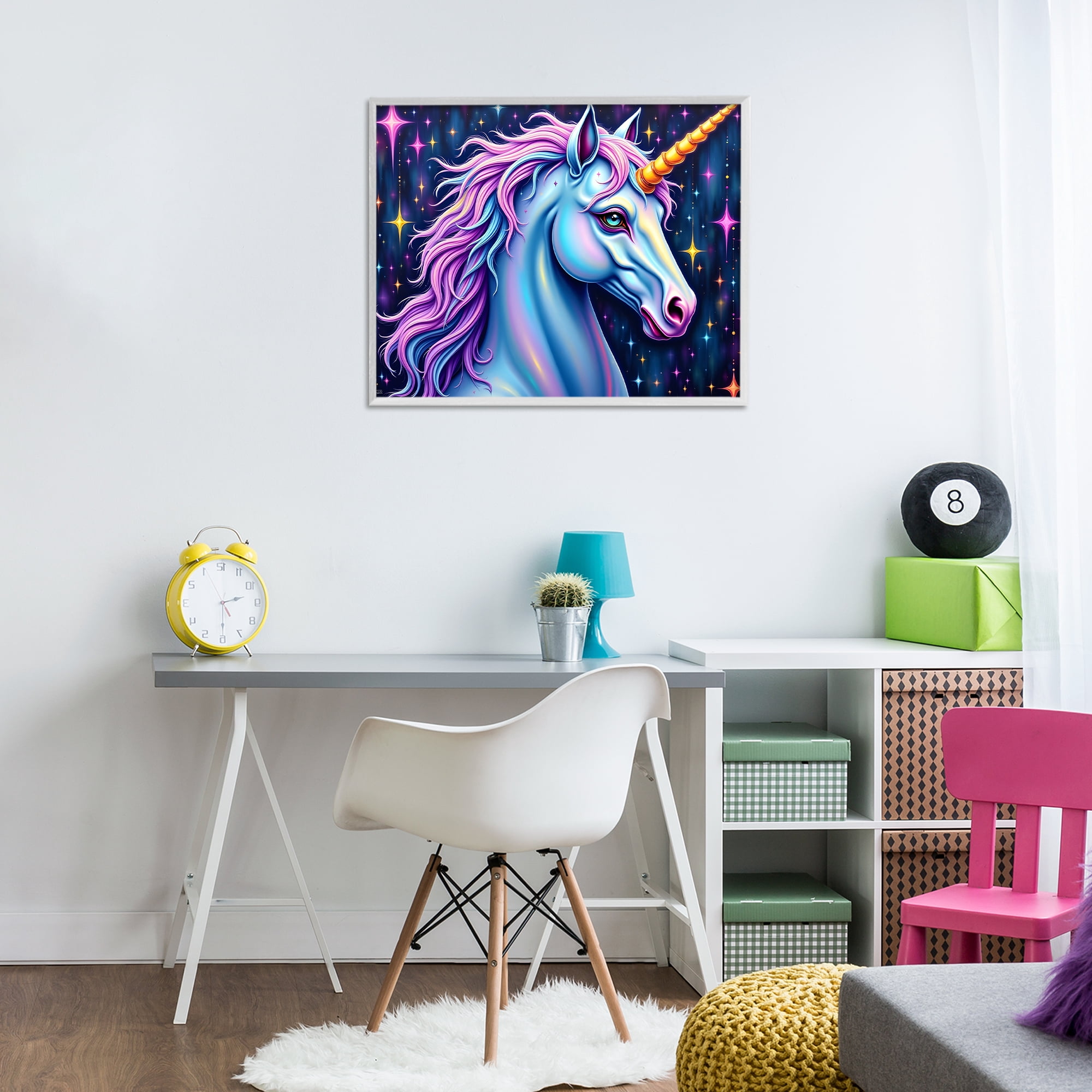 Stupell Industries Star Dancer Unicorn White Framed Giclee Art, design by Tabz Jones