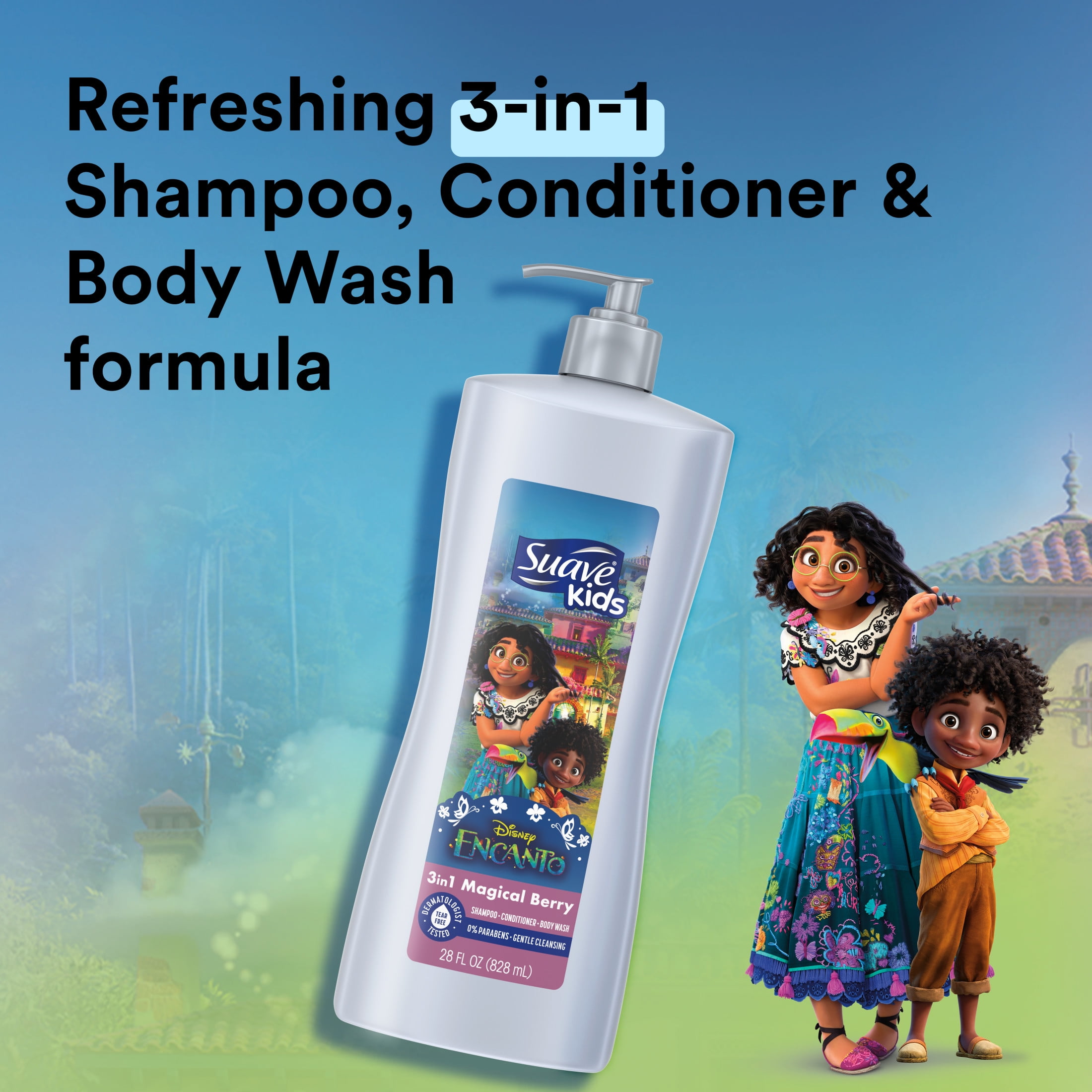 Suave Kids 3-in-1 Shampoo Conditioner & Body Wash, Encanto Magical Berry, 28 oz