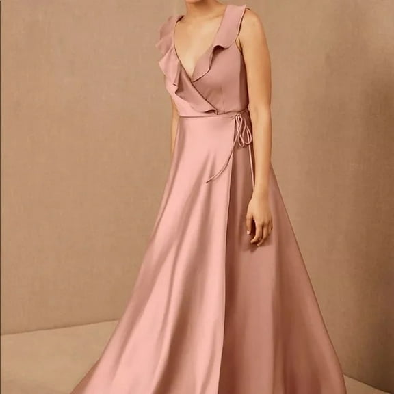 Sachin & Babi DUSTY PINK Tansy Satin Charmeuse Maxi Wrap Dress, US 4