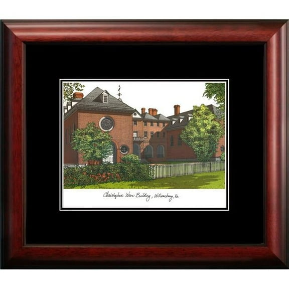 Campus Images VA991A 14 x 18 in. College of William & Mary Academic Satin Mahogany Framed Lithograph