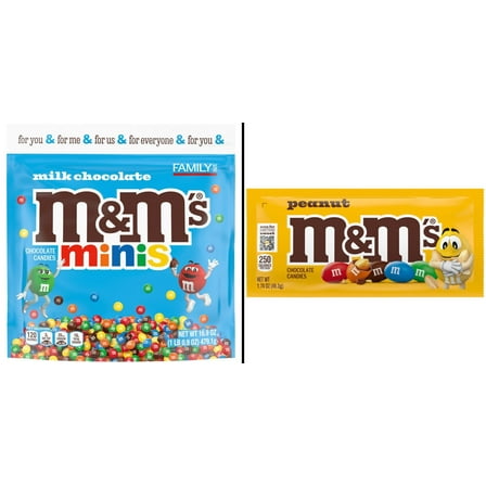 M&M'S Minis Milk Chocolate Candy 16.9 oz & M&M'S Peanut Milk Chocolate Candy 1.74 oz