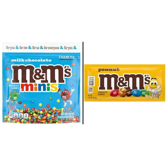 M&M'S Minis Milk Chocolate Candy 16.9 oz & M&M'S Peanut Milk Chocolate Candy 1.74 oz