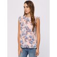 thumbnail image 2 of Blusas sin mangas con volantes para mujer Blusa floral de verano con cuello levantado y volantes Rosa S, 2 of 5