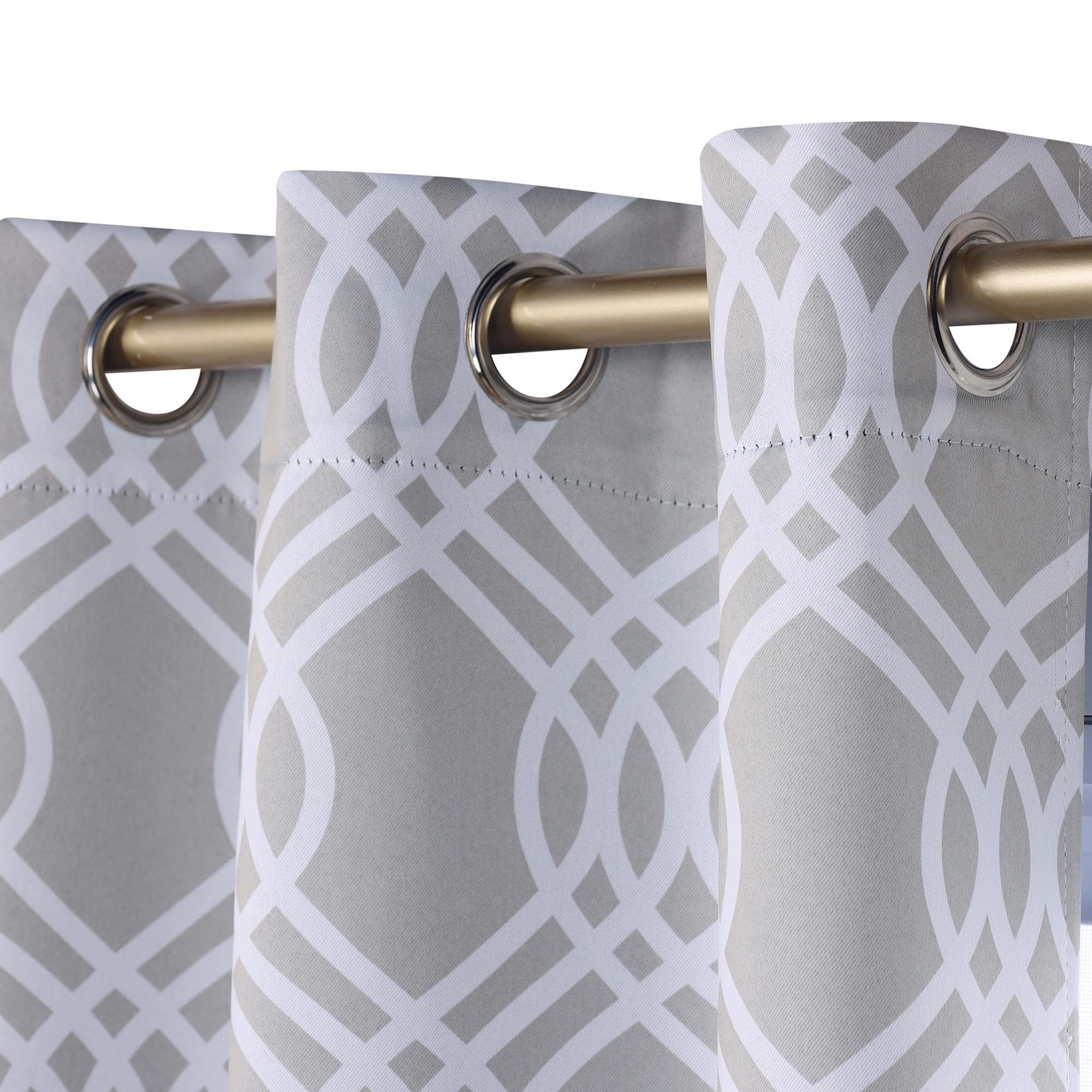 Superior Ribbon Blackout Curtains Set of 2, Rod Pocket Cutain Panel Pair, Chrome, 26"W x 63"L