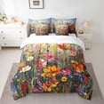 thumbnail image 2 of Feelyou Rustic Groovy Flower Bedding Comforter Set 7 Pieces, Western Floral Plant Full Bedding Set, Retro Oil Printing Reversible Fitted Sheet Flat Sheet, Ultra Soft Bedroom Decor, 2 of 7