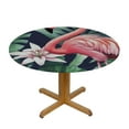 thumbnail image 3 of Autua Pink Flamingo Lily Round Tablecloth | Stain-Resistant Washable Indoor Outdoor Restaurant Wedding Party Decoration Fitted with Elastic Edge 54"-58, 3 of 8