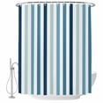 thumbnail image 2 of Teal Blue Stripe Waterproof Fabric Shower Curtain,Ombre Geometric Aqua Vertical Striped Waterproof Fabric Shower Curtain for Bathroom Curtains Bathtubs Shower Curtains with 12 Hooks Standard 60x72, 2 of 8