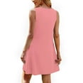thumbnail image 3 of SMihono Summer Dresses for Women 2025 Loose Beach Vacation Casual Crew Neck Sleeveless Sundresses with Pockets Tank Dress Pink M, 3 of 5