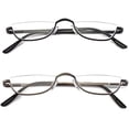 thumbnail image 2 of Half Reading Glasses - 2 Pairs Half Rim Metal Frame Glasses Spring Hinge Readers for Men and Women, Black+Gunmetal 2.00, 2 of 7