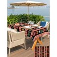 thumbnail image 4 of Outdoor Tablecloth with Umbrella Hole and Zipper, Merry Christmas Rectangle Table Cloth 60x102 Inch Waterproof Tablecloth, Poinsettia Flower Xmas Star Bell Snowflake Picnic Table Cover for Patio, 4 of 7