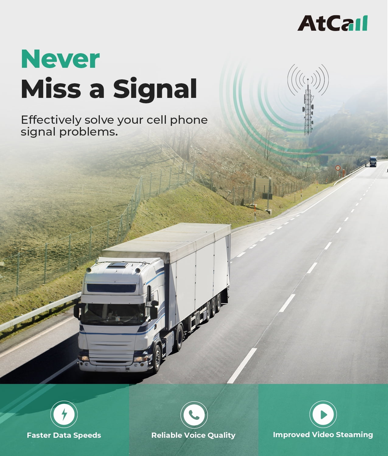 Cell Phone Booster for RV Truck, Omni-Directional Antenna, 5G Compatible, Band 12/17/13/5/2/25/4/66, Cell Phone Signal Booster Support All U.S. Carriers - AT&T T-Mobile Verizon, FCC Approved