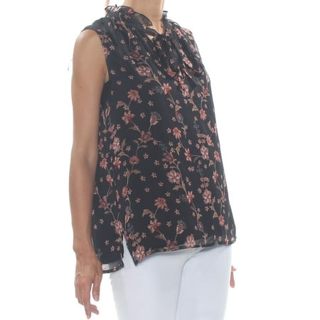 Garden Sleeveless - CECE Womens Black Ruffled Bohemiam Garden Printed Sleeveless Top Size: S