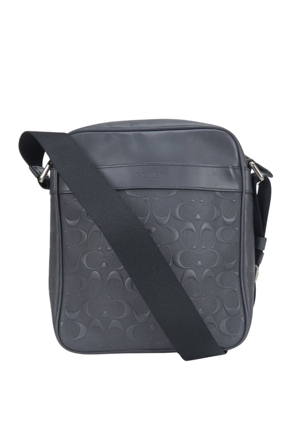 Pre-Owned Coach Signature Shoulder Bag F11741 Leather Midnight Navy Black Men's COACH