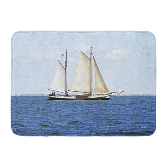 YUSDECOR Dutch Boat Traditional Sailing Ships on The Ijsselmeer in Netherlands Cruising Historic Rug Doormat Bath Mat 23.6x15.7 inch