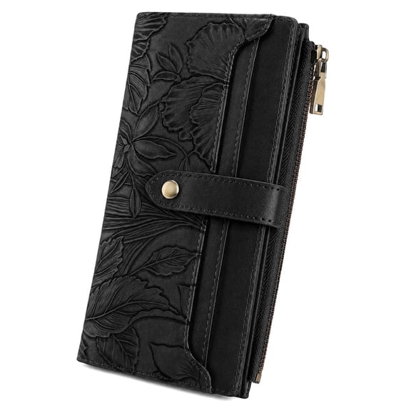 FALAN MULE Womens Wallet Ultra Slim Thin RFID Blocking Bifold Card Holder Leather Ladies Purse with Zipper Coin Pocket