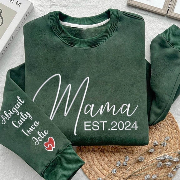 Personalized Mama Embroidered Sweatshirt With Names Gift For Mom Grandma Christmas Gift Ideas