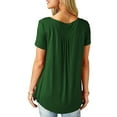 thumbnail image 4 of JustVH Blouse Décontractée Unie Henley Col en V pour Femmes Tunique Plissée à Boutons, 4 of 4