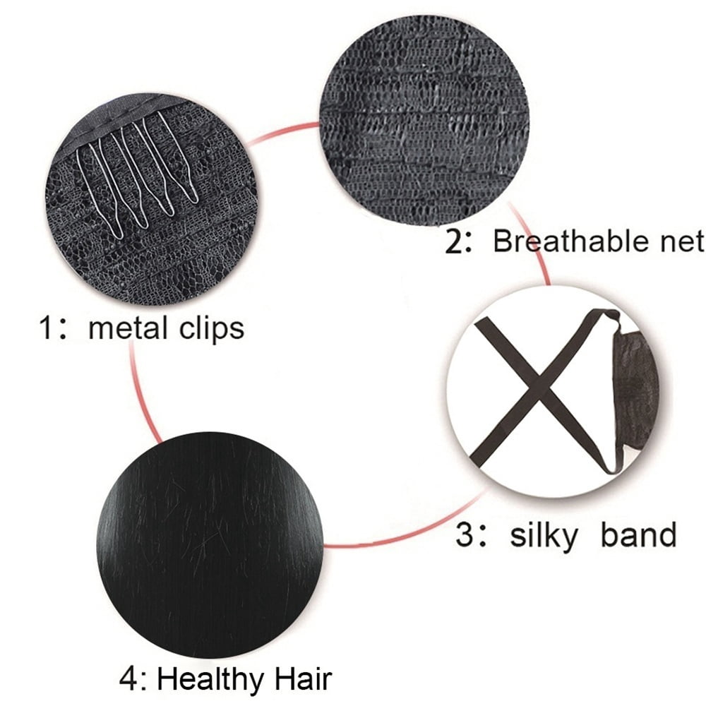 Long Straight Synthetic Pony Tail Clip in Hair Extensions Wrap Around Fake Ponytail Hairpiece