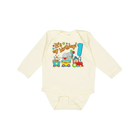 

Inktastic It s My Birthday- Circus Train 1st Birthday Gift Baby Boy or Baby Girl Long Sleeve Bodysuit