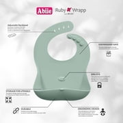 Abiie Ruby Wrapp Silicone Bibs for Babies with Front Pocket - Waterproof Bib - Stain Resistant - Silicone Toddler Bibs (Sage Green)