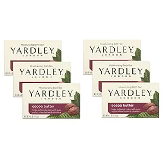 Yardley of London Naturally Moisturizing Bath Bar, Cocoa Butter 4.0 (Pack of 6)
