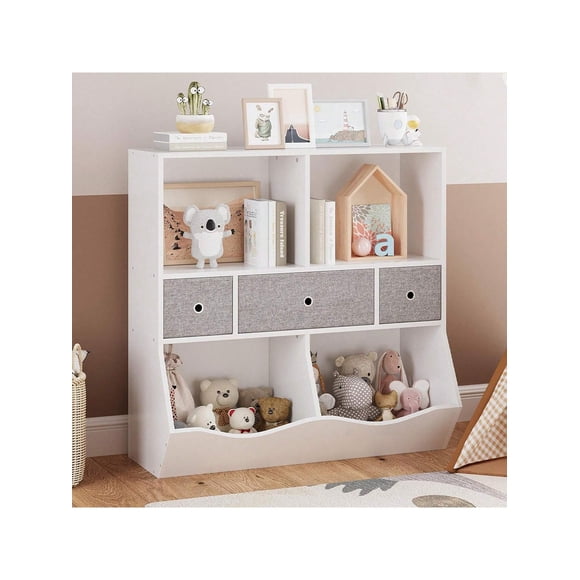Para niños estante y estante de libros con multi - estante, cubby organizer, y cajones para toy almacenamiento in children's room, playroom, hallway, y dormitorio