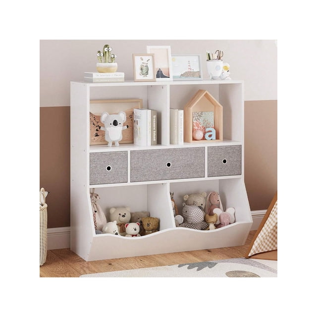 Qinaqin Kids Bookshelf And Bookcase Toy Almacenamiento Multi Estante cm de Anchoith Cubby Organizador Gabinete Cajones For Boys Girls Children's Sala Playroom Alturaallway de