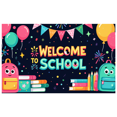 thumbnail image 3 of Welcome Back to School Banner Colorful School Bus Flowers Balloons Classroom Decor Party Supplies Photography Props Backdrop Decorations, 3 of 4