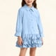 thumbnail image 2 of Odeerbi Niñas Ruffle Uniforme de La Escuela Vestido Casual de Manga Larga Vestido de Camisa de Línea, 2 of 7