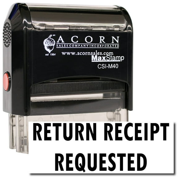 Large Self-Inking Return Receipt Requested Stamp with Yellow Ink